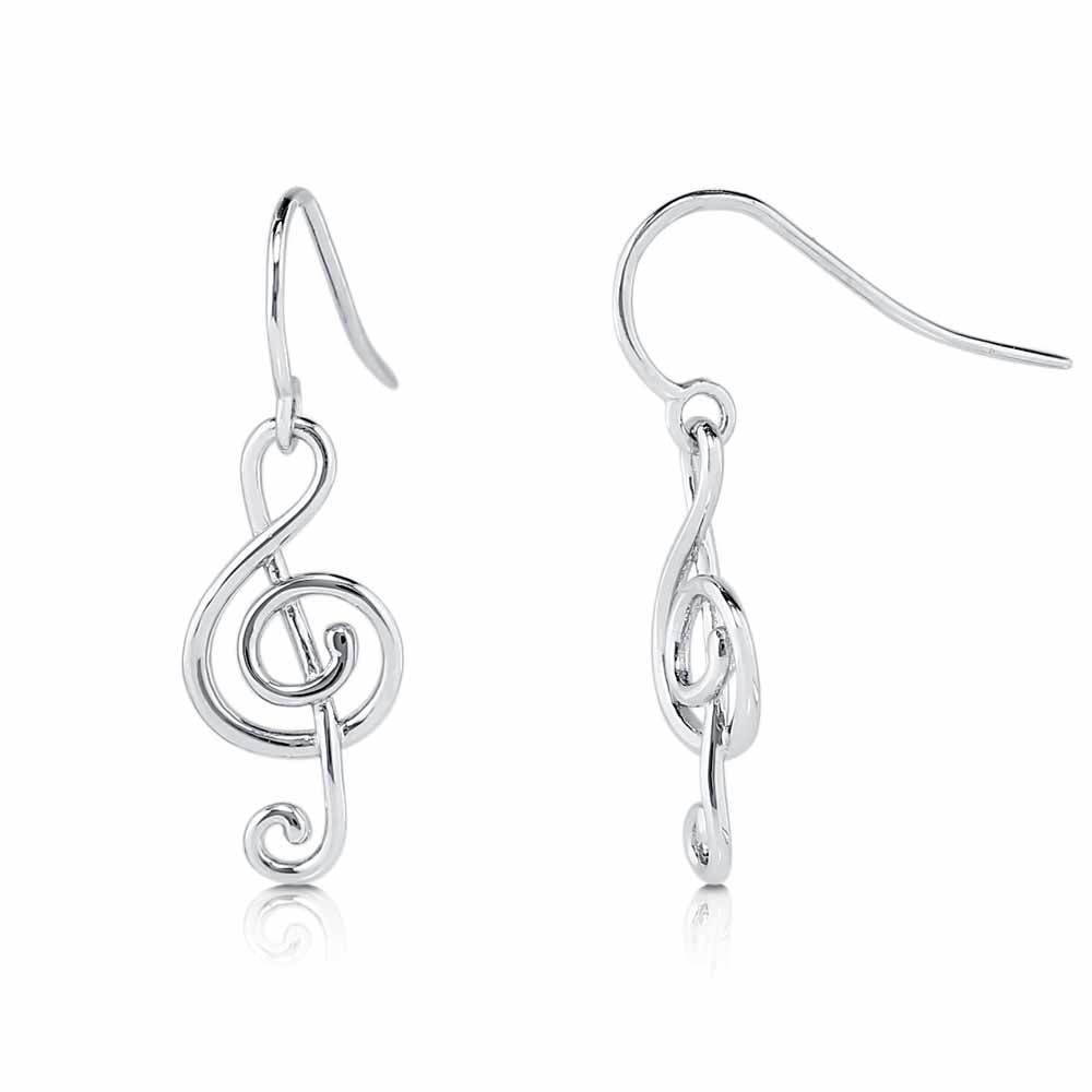 Treble Clef Dangle Earrings 925 Sterling Silver music musician instrument Treble Clef Dangle Earrings 925 Sterling Silver music musician instrument
