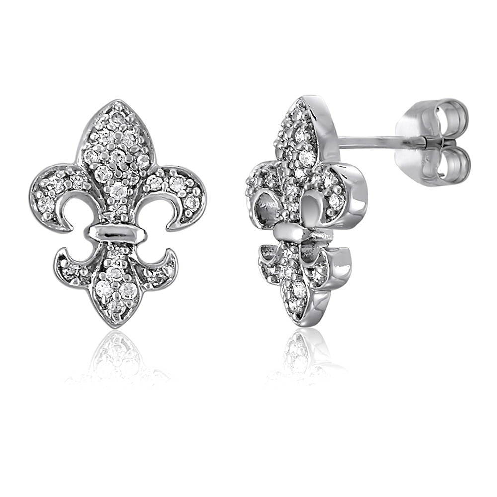 1mm Jewel Tie 925 Sterling Silver & CZ Cubic Zirconia Polished Fleur De Lis Necklace Chain 1mm Jewel Tie 925 Sterling Silver & CZ Cubic Zirconia Polished Fleur De Lis Necklace Chain