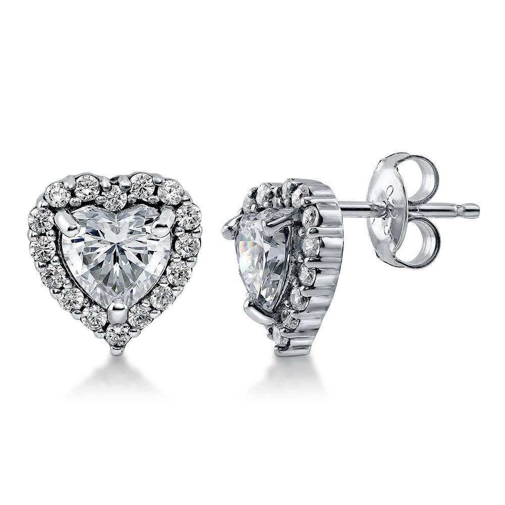 Nickel Free 925 Sterling Silver 6mm Lavender CZ Heart Birthstone CZ Stud Earrings 991 Nickel Free 925 Sterling Silver 6mm Lavender CZ Heart Birthstone CZ Stud Earrings 991