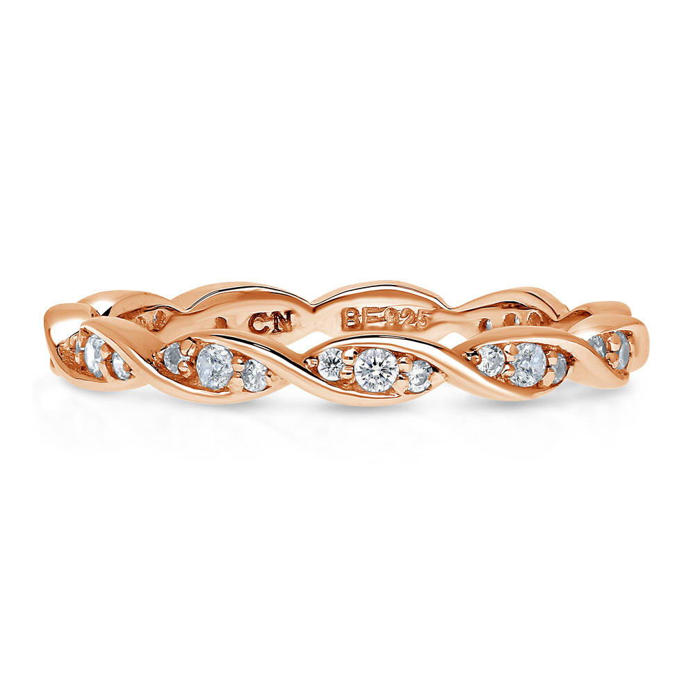 Eternity Ring Band Ring Sterling Silver pave ring Rose Gold Plated Ring