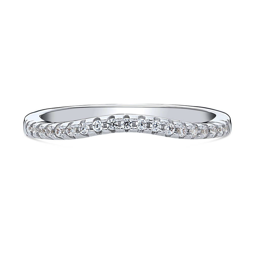BERRICLE Sterling Silver Cubic Zirconia Wedding Curved Half Eternity Band Ring BERRICLE Sterling Silver Cubic Zirconia Wedding Curved Half Eternity Band Ring