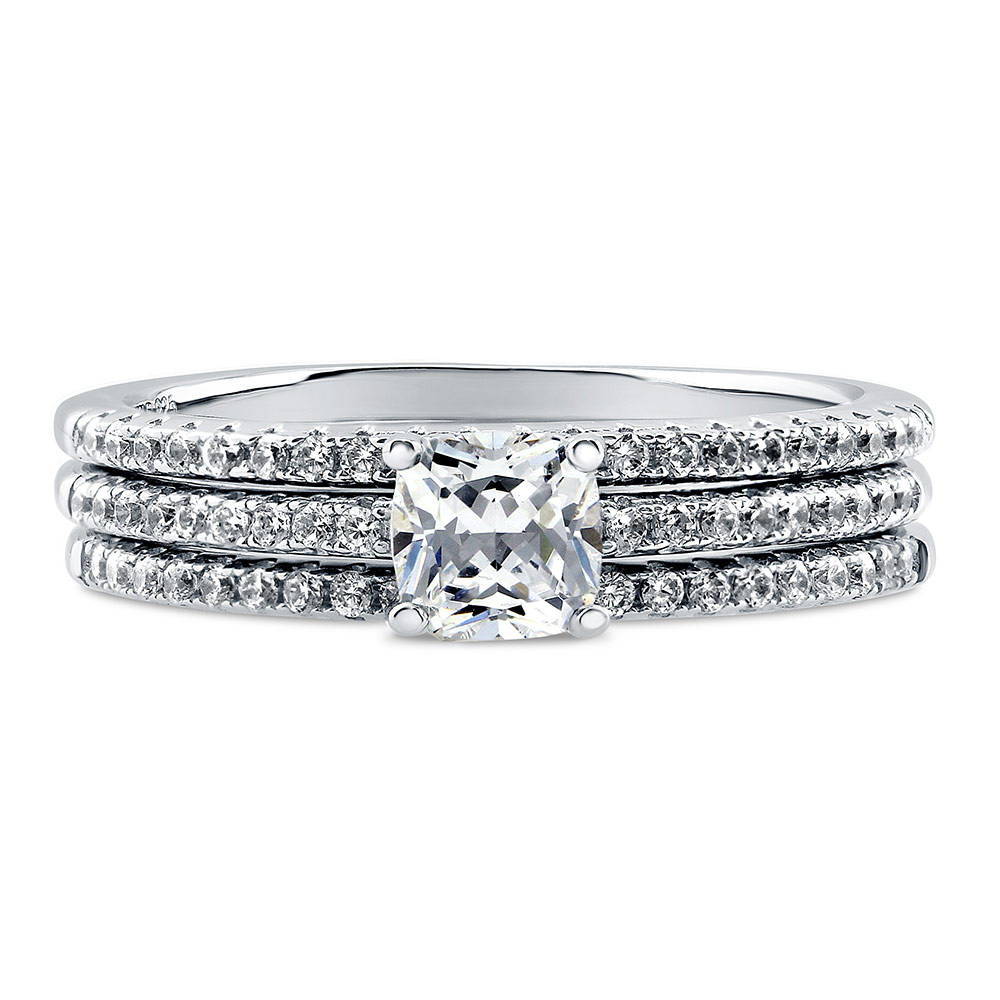 Sterling Silver Cubic Zirconia CZ Stackable Half Eternity Ring r750