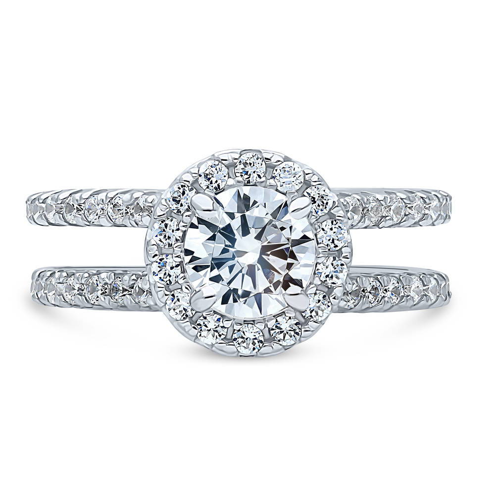 Sterling Silver Simulated Emerald Cubic Zirconia CZ Stackable Half