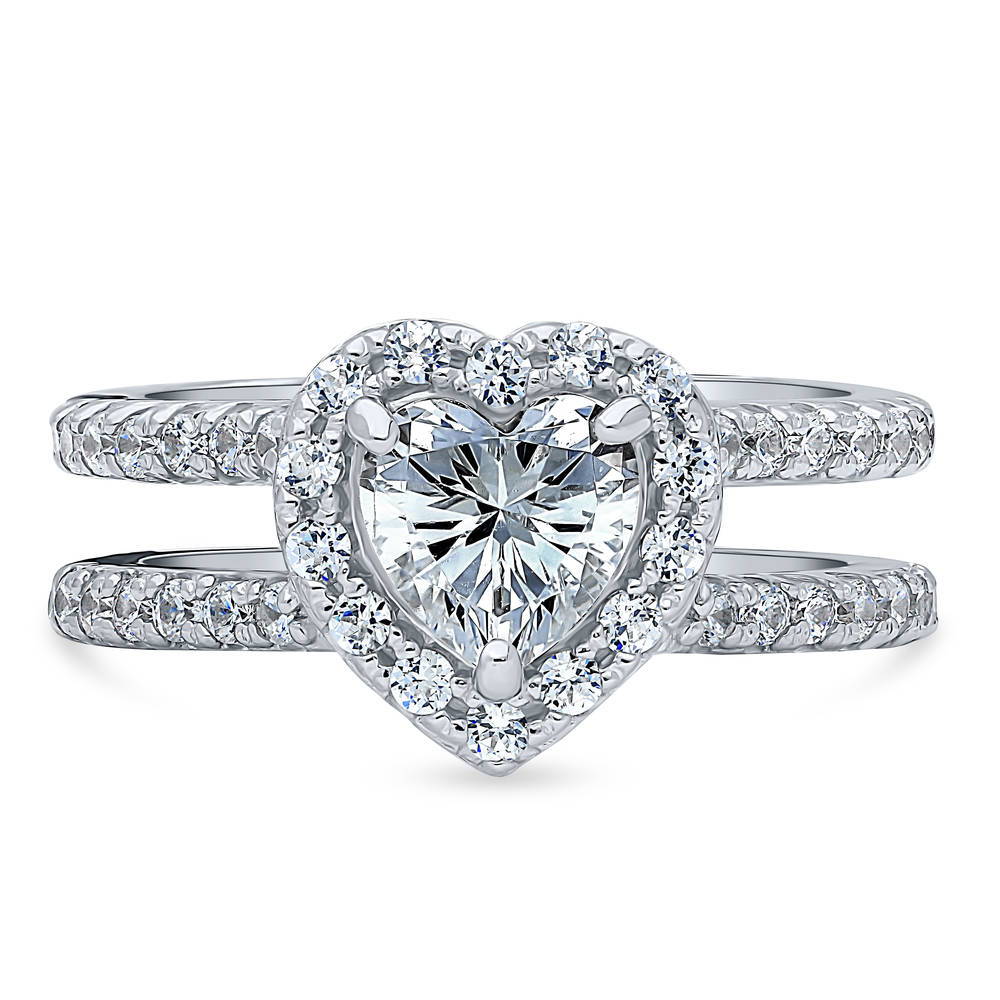 Womens 925 Sterling Silver Beautiful Heart Shaped Ring with Round CZ Size 4-9