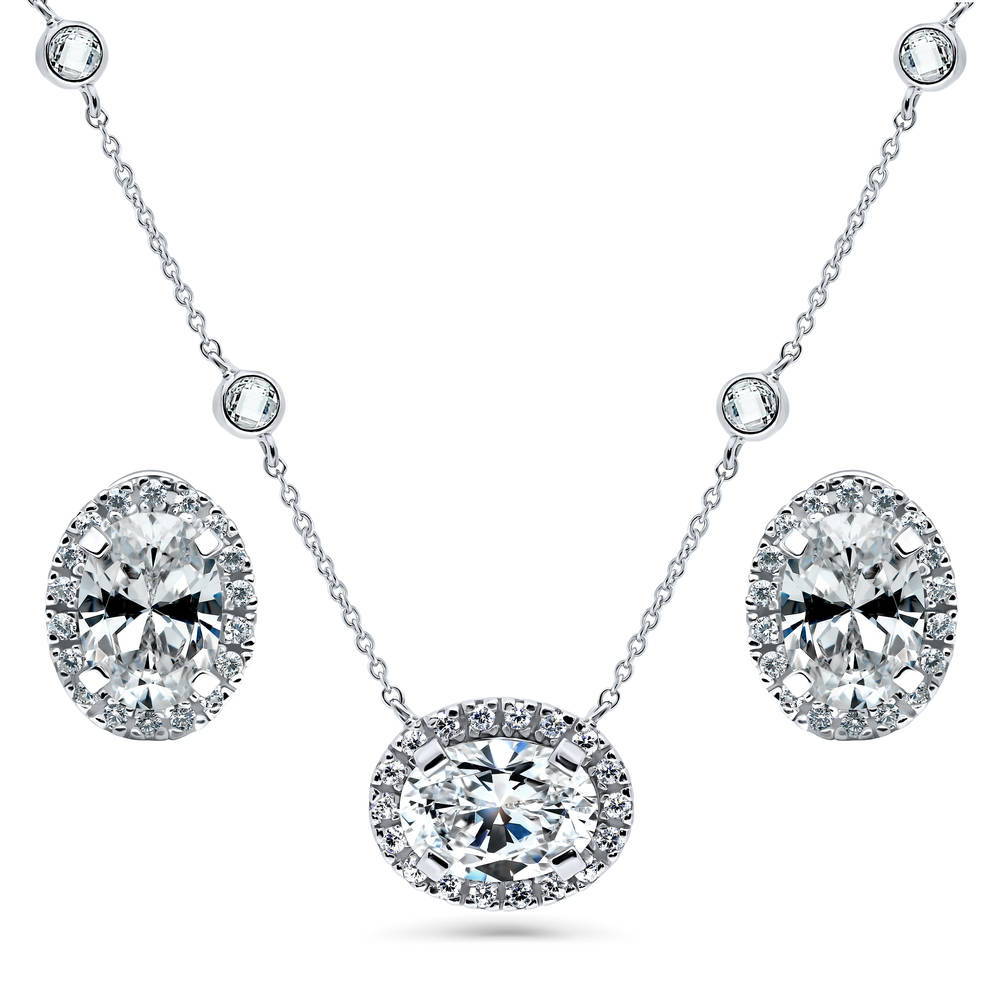 925 Sterling Silver 16 CZ Necklace with 2 extension Floral flower pendant necklace Clear CZ Accent